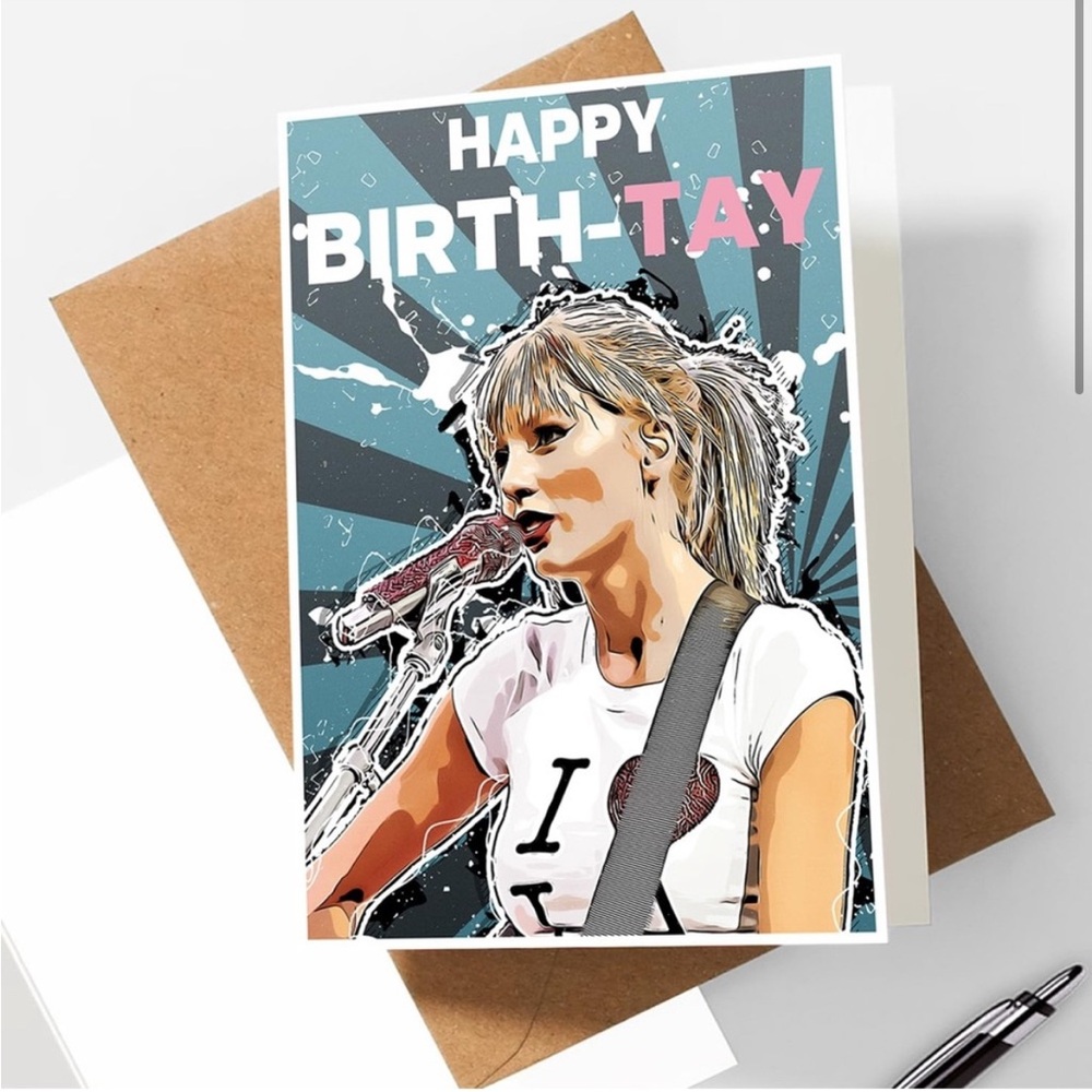Vibrant Pop Art Birthday Card with Blue and Pink